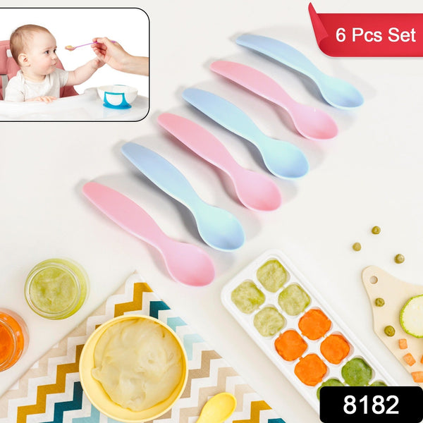 Kids Cute Food Grade Foods Feeding Training Baby Spoon (Set of 6 pcs)