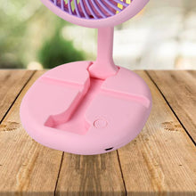 USB Rechargeable Portable Fan With LED Light Heavy Duty & Foldable Fan With Charging Port Home, Outdoor, Temple