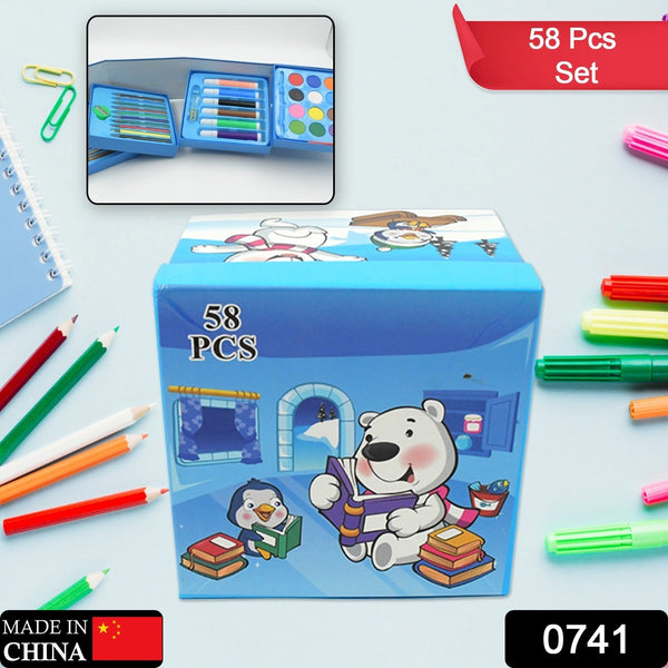 Color Pencil, Crayons, Water Color, Sketch Pen Art (58 Pcs Set)