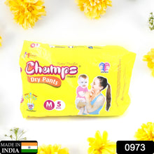 Champs Travel Diapers (Medium, 5 Pcs): Leakproof, Soft & Dry, Baby Diaper Pants