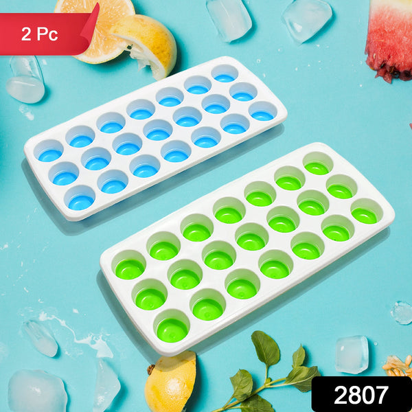 2807 21 Cavity Pop Up Ice Cube Trays-Easy Release, Flexible Silicone Bottom - Stackable, BPA Free, Food Grade - for Convenient Freezer Ice Making (2 Pc Set)